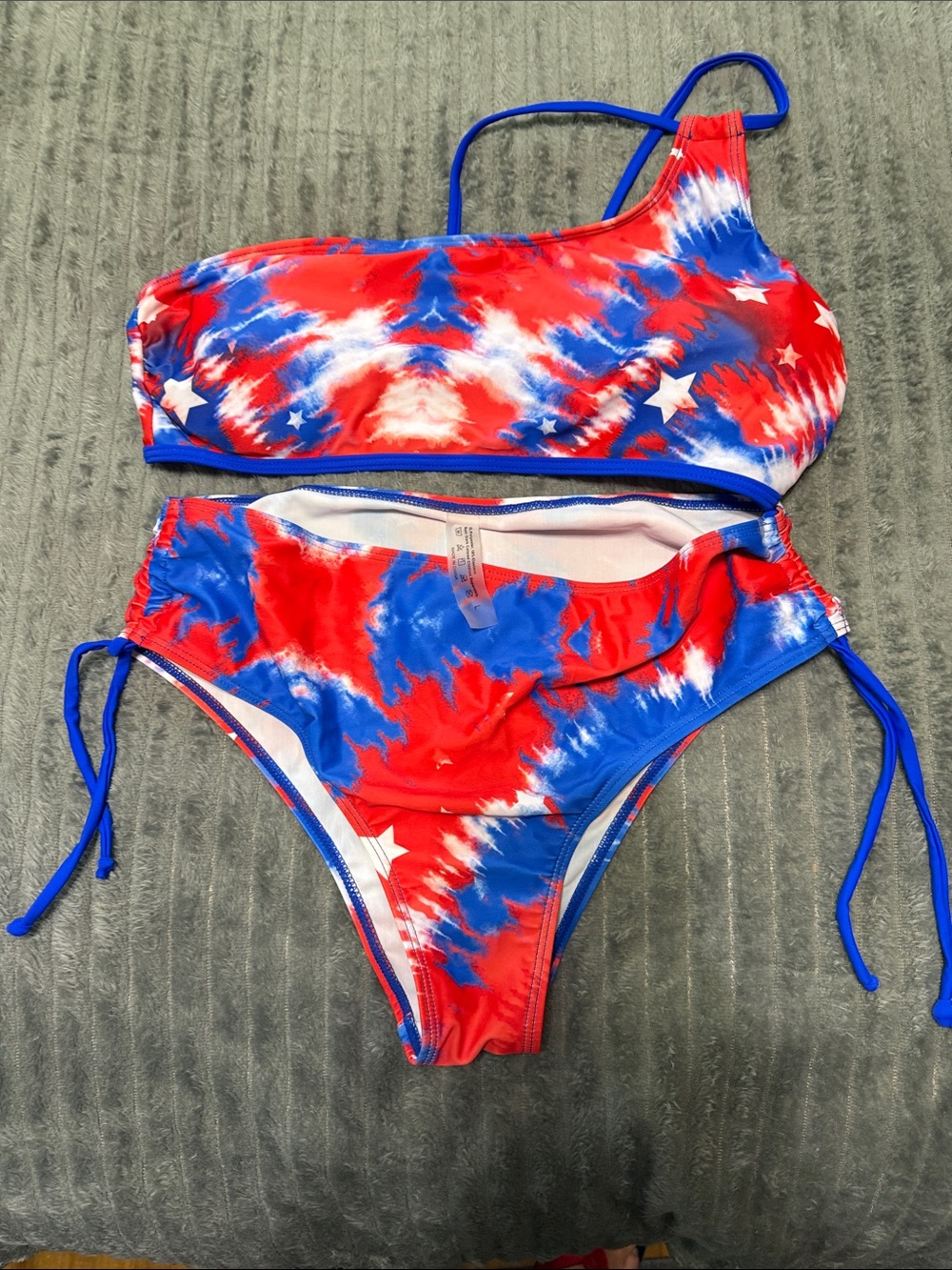 Red Blue White Star Tie-Dye Two-Piece Bikini